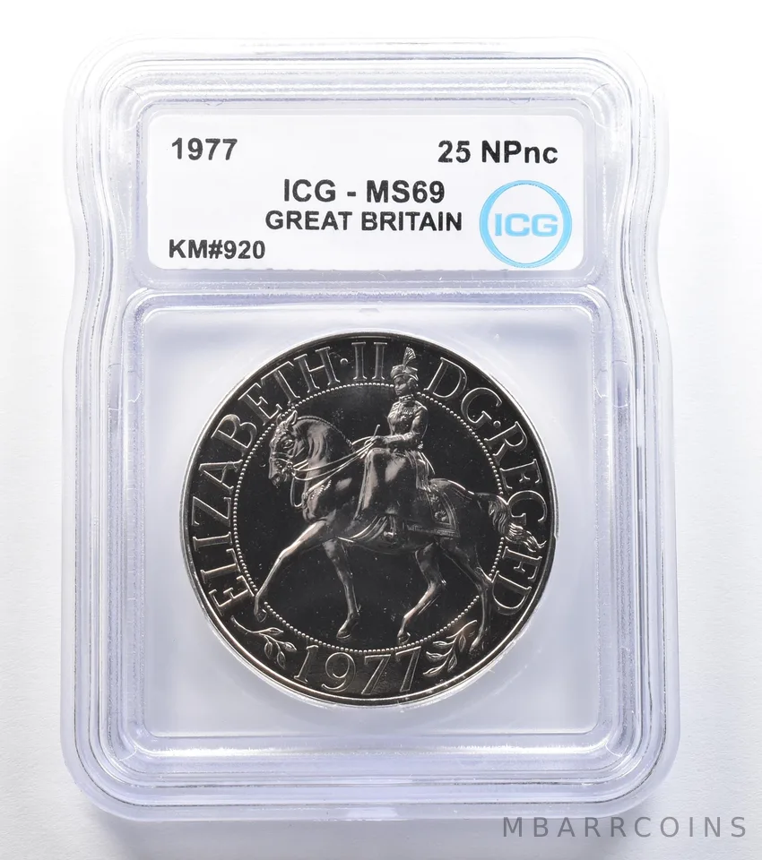 1977 Great Britain 25 New Pence KM#920 MS69 ICG *7849