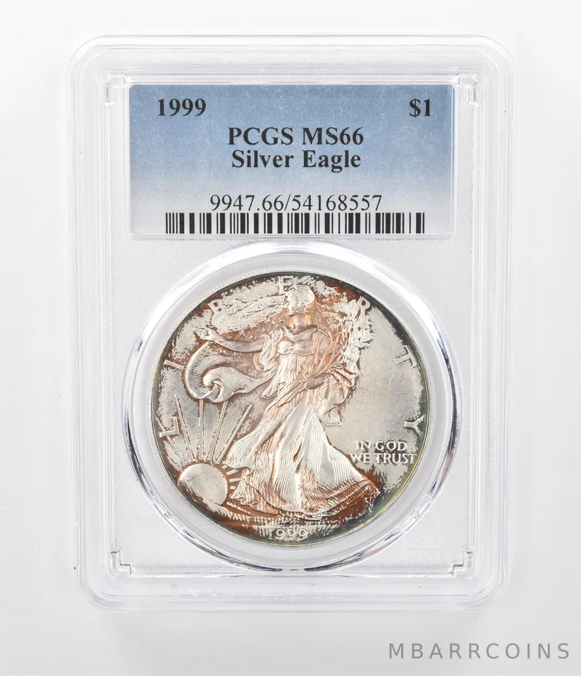 1999 American Silver Eagle MS66 PCGS Beautiful Tone *1273