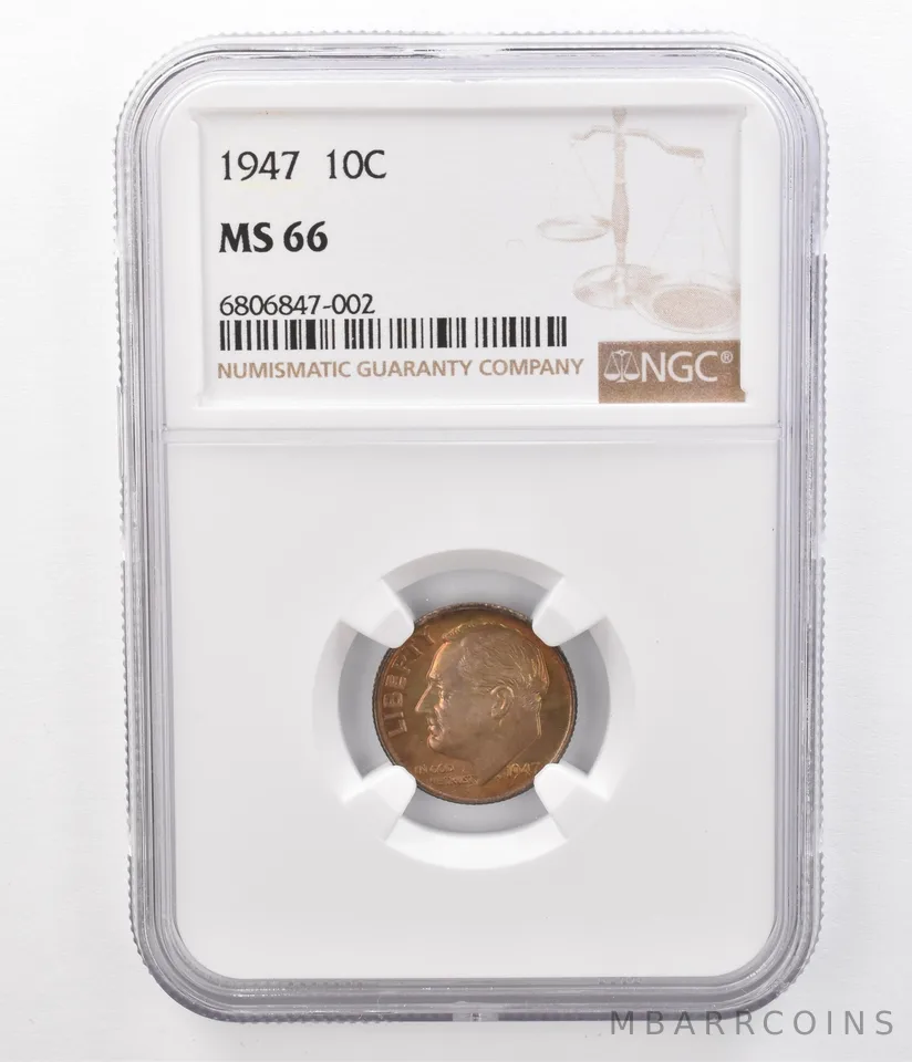1947 Roosevelt Dime MS66 NGC Beautifully Toned a8641