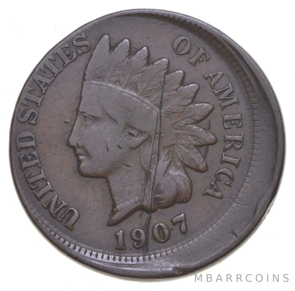 1907 Indian Head Cent - Off Center ERROR *3358