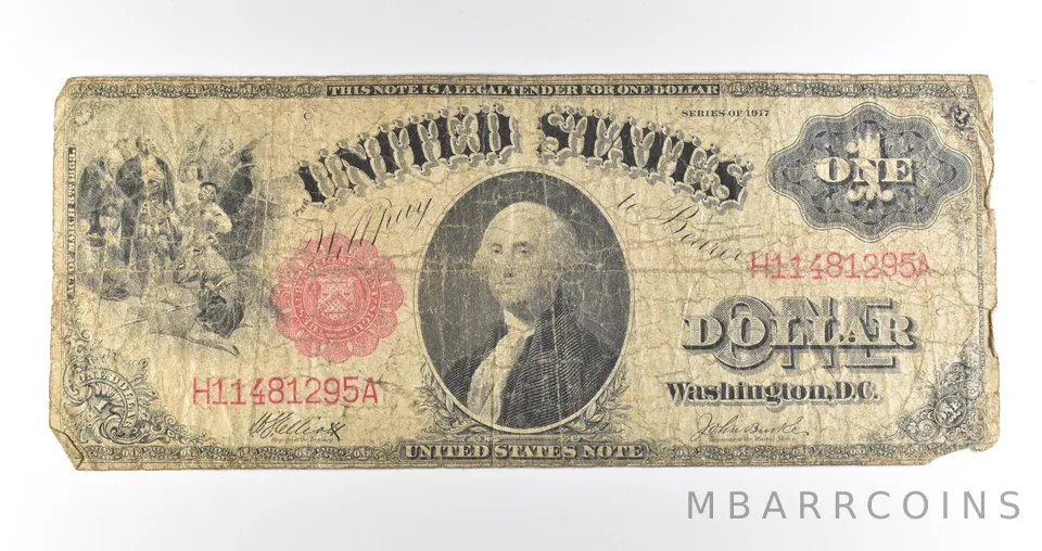 1917 $1 Legal Tender Large Note Red Seal *4535