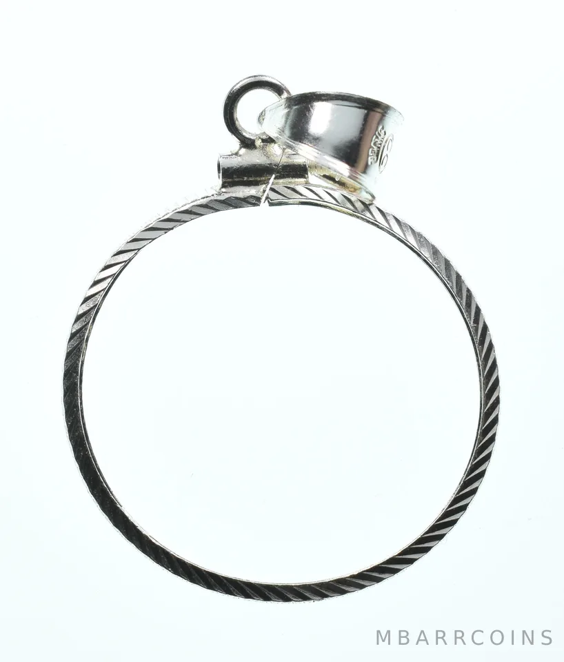 Sterling Silver 24.3 MM US Quarter Coin Bezel Pendant Frame Edge *2338