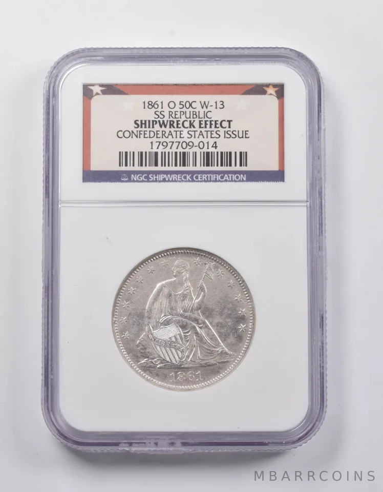 1861-O Seated Liberty Half Dollar Confederate Issue W-13 SS Republic NGC *3980