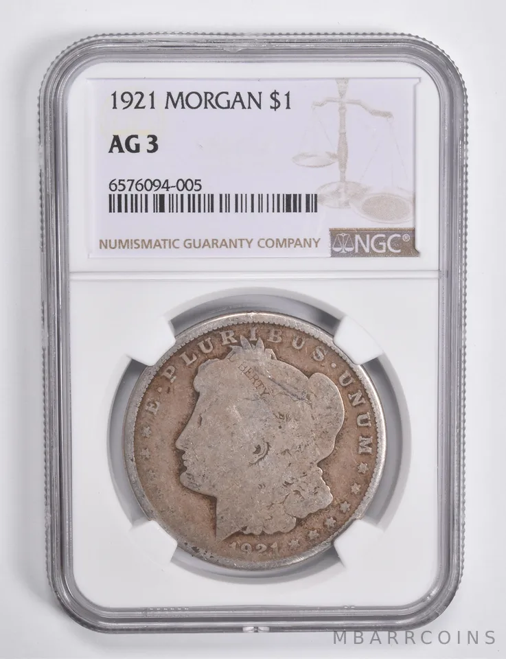 AG3 1921 Morgan Silver Dollar NGC Lowball Low Ball *4660