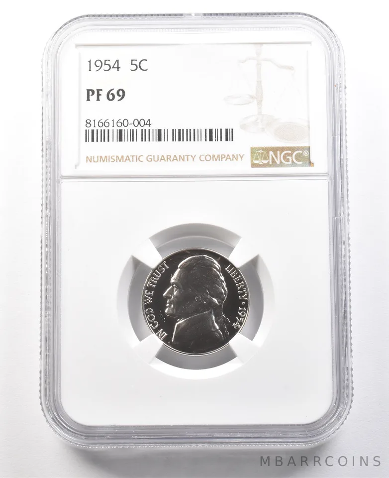 1954 Jefferson Nickel PF69 NGC PQ Cameo Contrast *8027