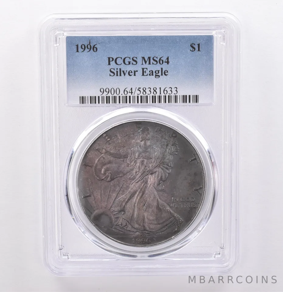 1996 American Silver Eagle MS64 PCGS Beautiful Tone *9266