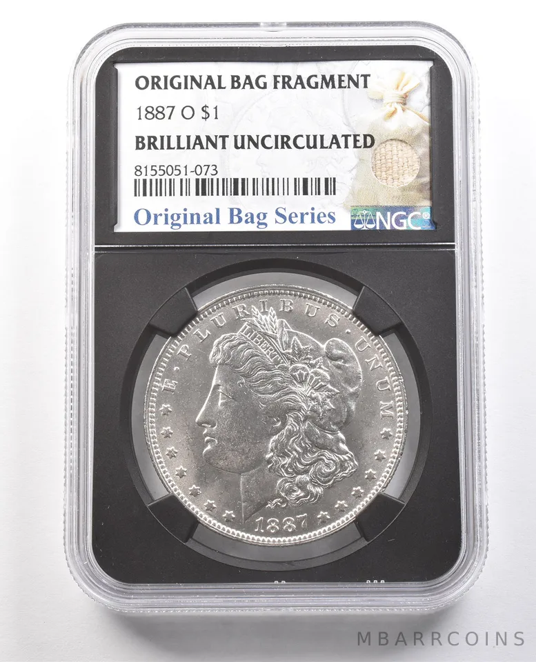 1887-O Morgan Silver Dollar Original Bag Fragment BU NGC a6152