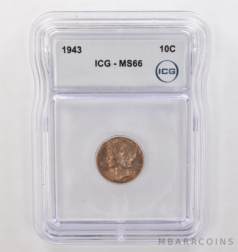 1943 Mercury Dime MS66 ICG Beautiful Tone *4174