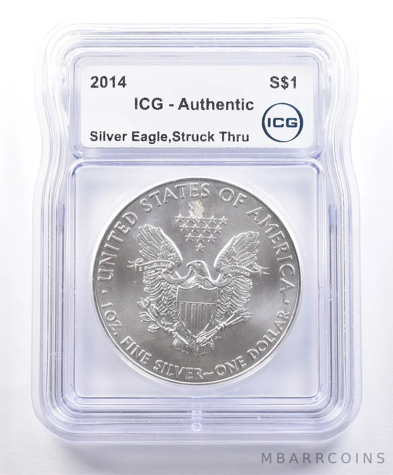 ERROR 2014 American Silver Eagle Struck Thru ICG a2355