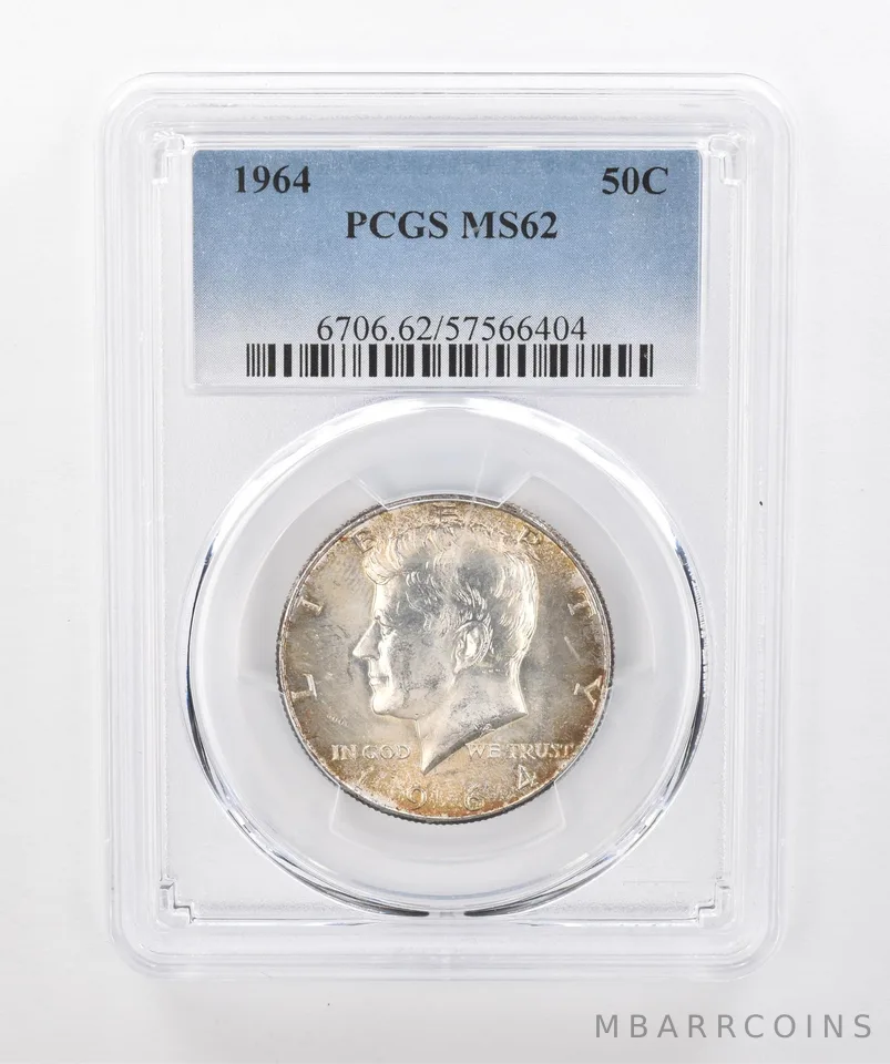 1964 Kennedy Half Dollar MS62 PCGS Beautiful Tone *1392