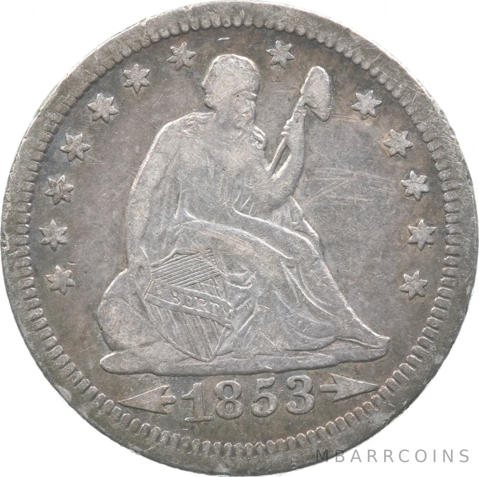 1853 Seated Liberty Quarter Arrows a7623