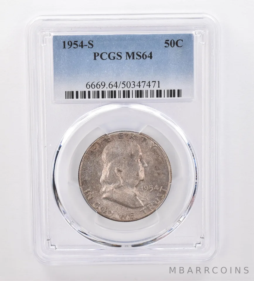 1954-S Franklin Half Dollar MS64 PCGS Beautiful Tone *0055