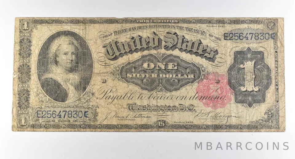 1891 $1 Silver Certificate Large Note Red Seal *3024