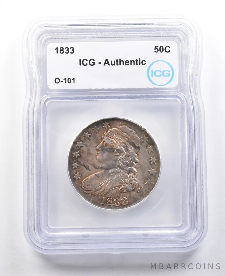 1833 Capped Bust Half Dollar O-101 Authentic ICG *3012