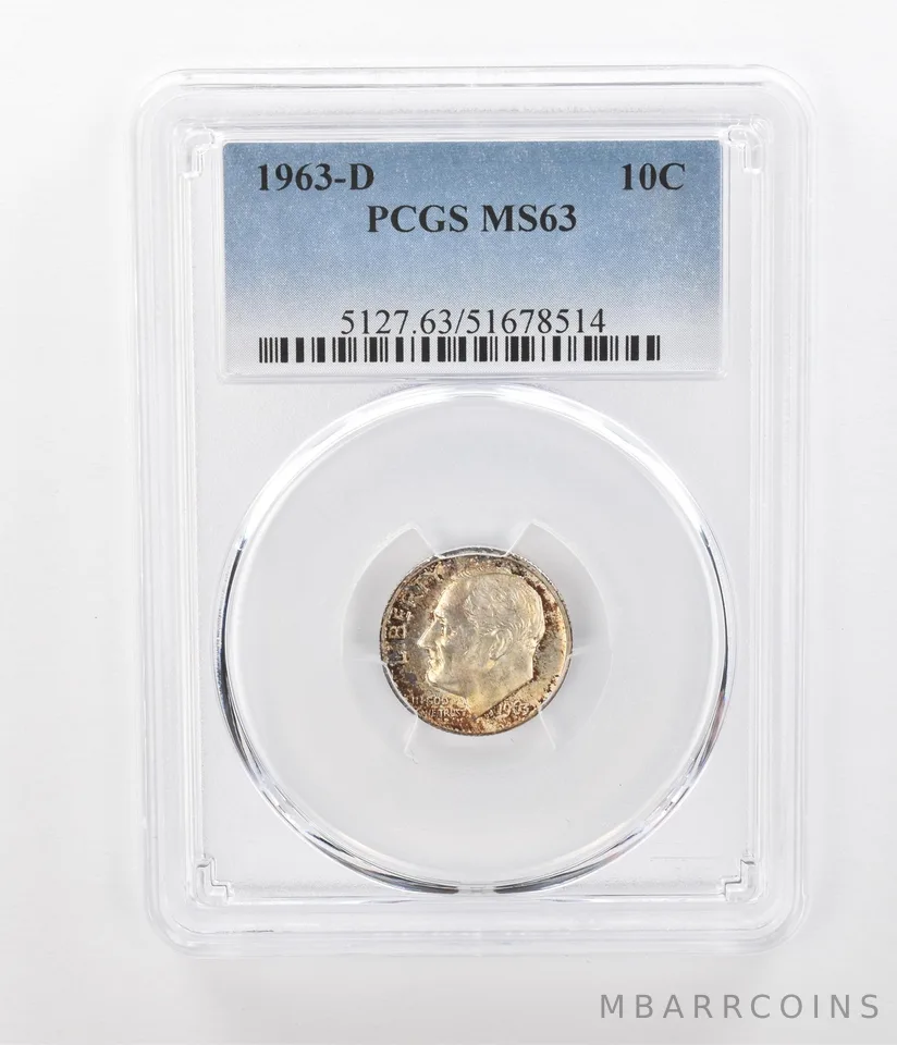 1963-D Roosevelt Dime MS63 PCGS Beautiful Tone *1168