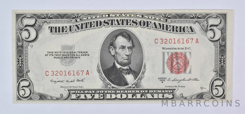 1953 B $5 Legal Tender Note Red Seal Uncirculated