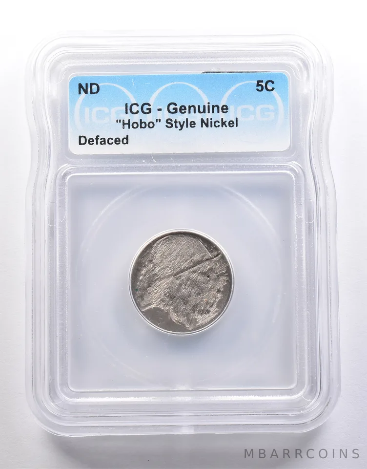 (ND) Indian Head Buffalo Nickel "Hobo" Style Defaced Genuine ICG a6592