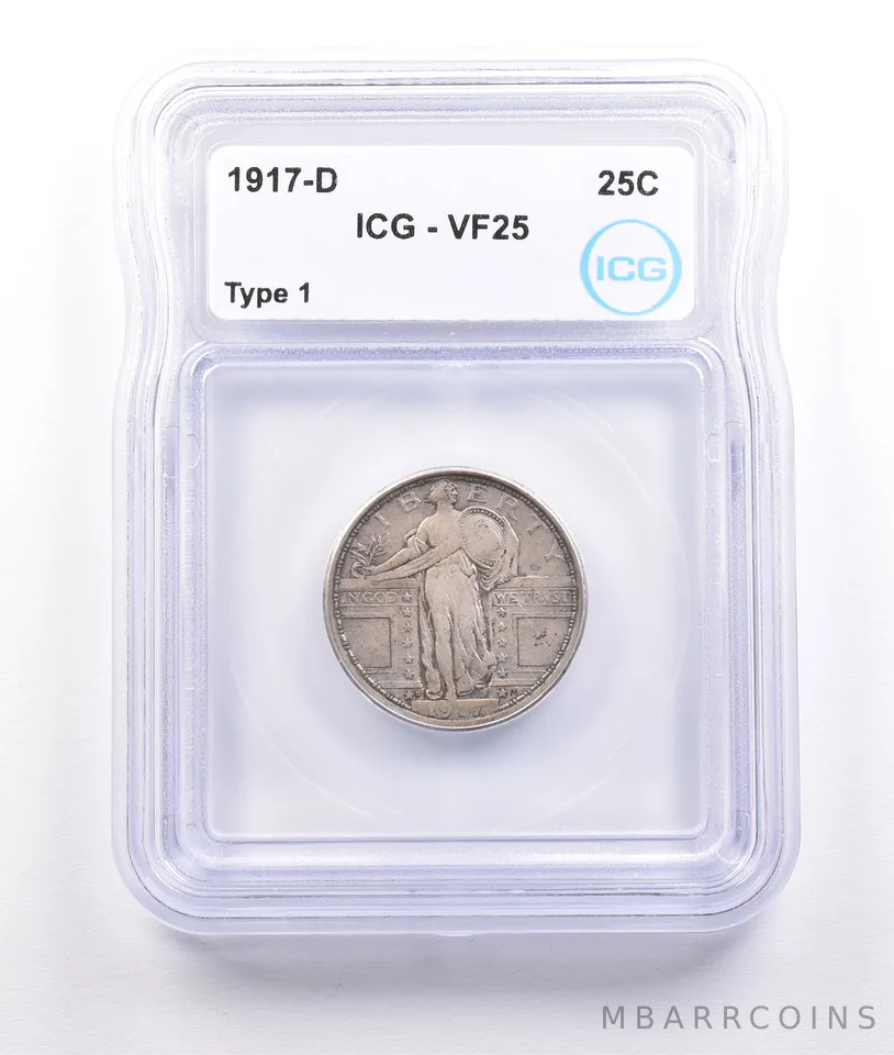 1917-D Standing Liberty Quarter Type 1 VF25 ICG *6892