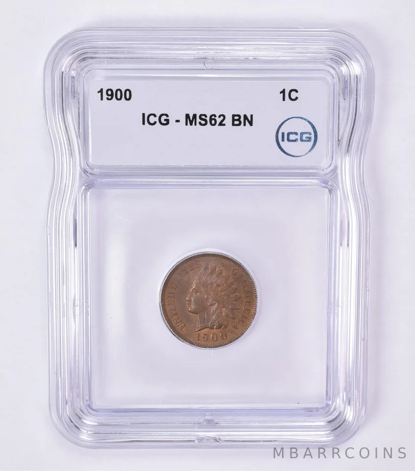 1900 Indian Head Cent MS62 BN ICG Beautiful Tone *0599