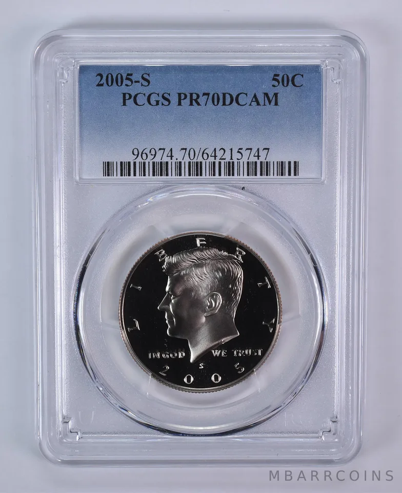 2005-S Kennedy Half Dollar CLAD PR70 DCAM PCGS Blue Label