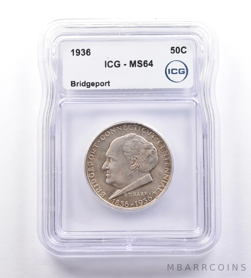 1936 Bridgeport Commemorative Half Dollar MS64 ICG *9233