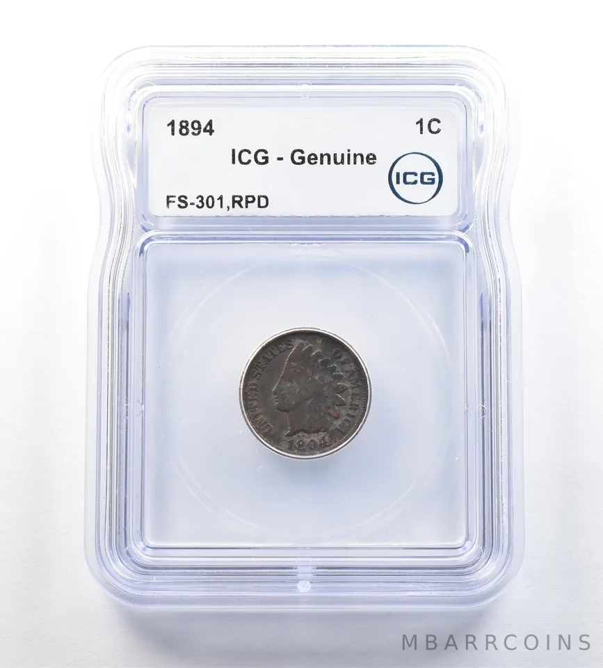 1894 Indian Head Cent FS-301 RPD Genuine ICG *0653