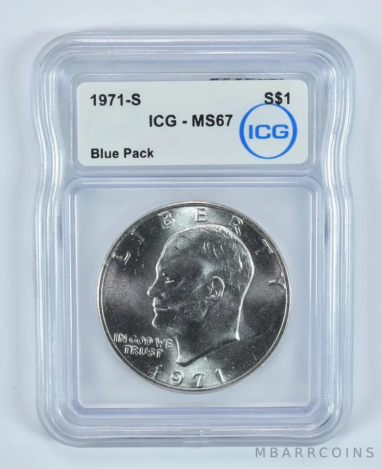 1971-S Eisenhower $1 Silver MS67 ICG (Blue Pack)