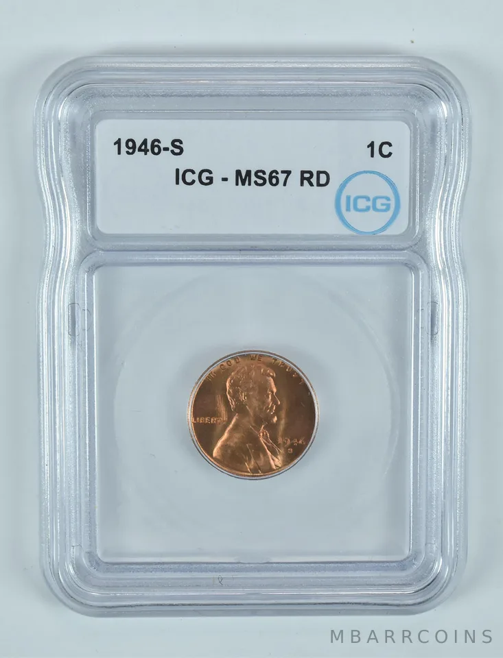 1946-S Lincoln Wheat Cent MS67 RD ICG