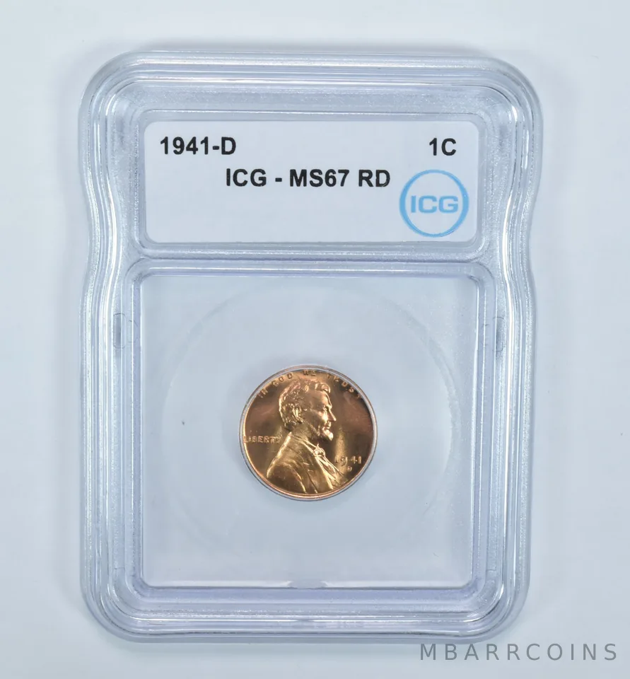 1941-D Lincoln Wheat Cent MS67 RD ICG