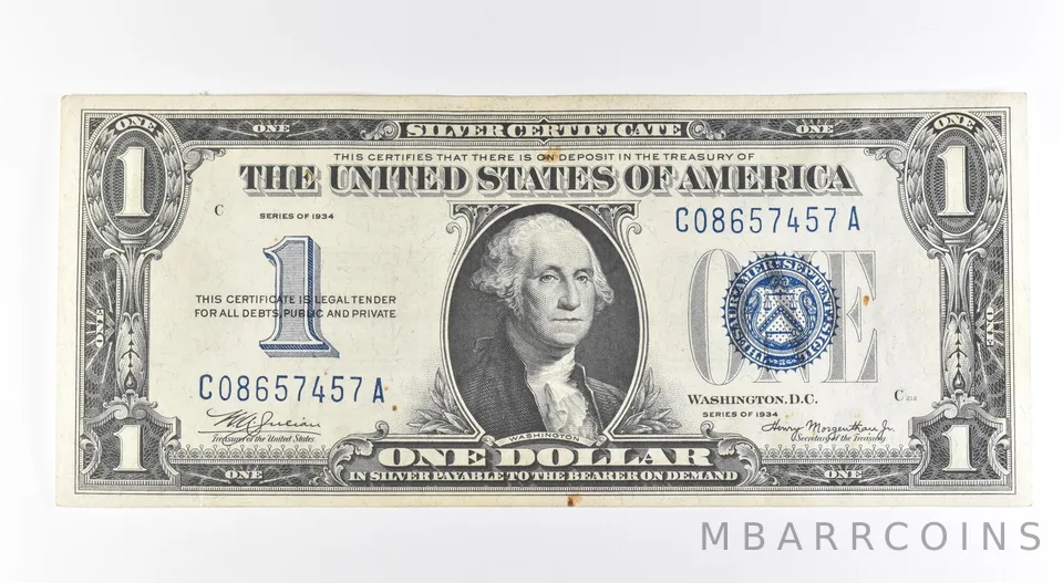 1934 $1 Silver Certificate Blue Seal Fr#1606 *0510