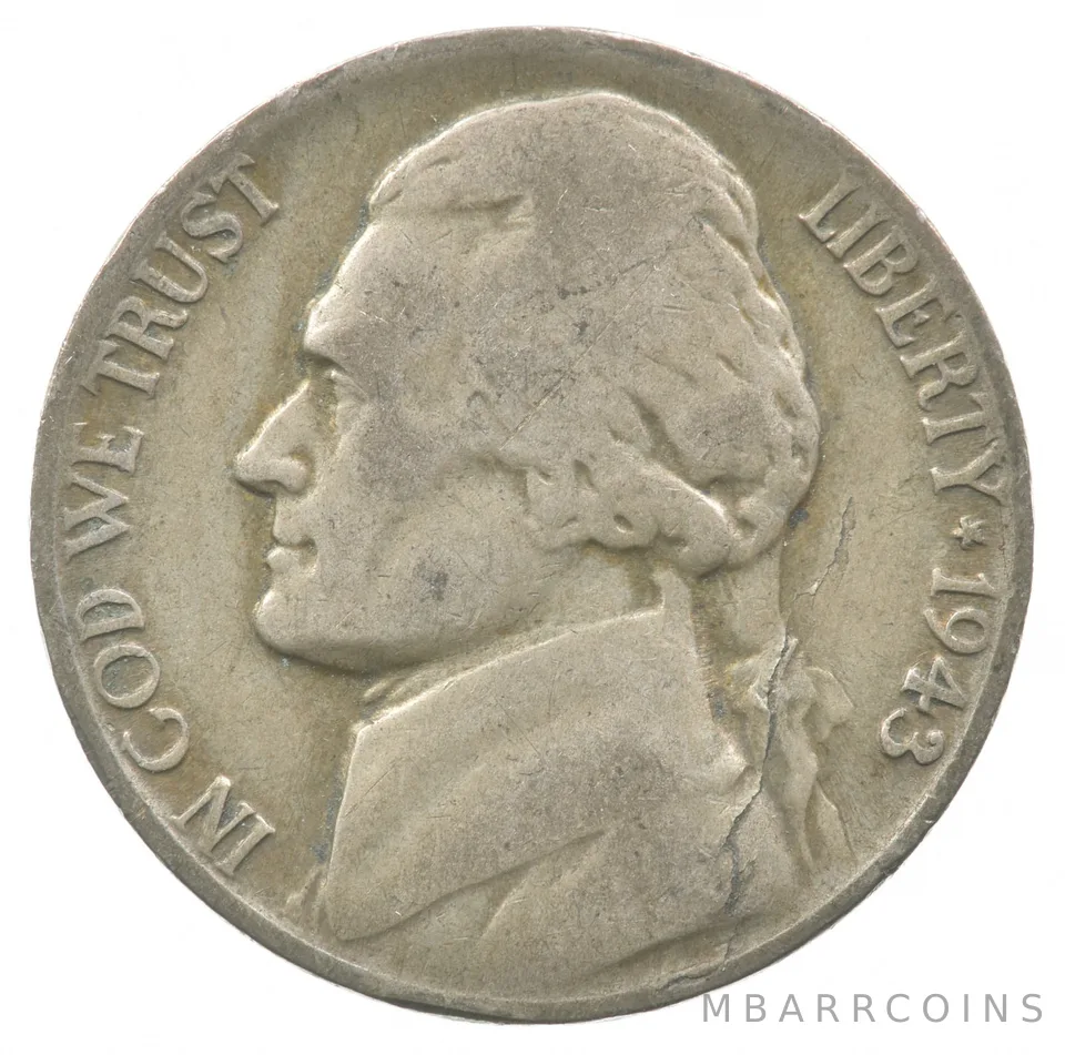 1943-P Jefferson Nickel Lamination Error *6149