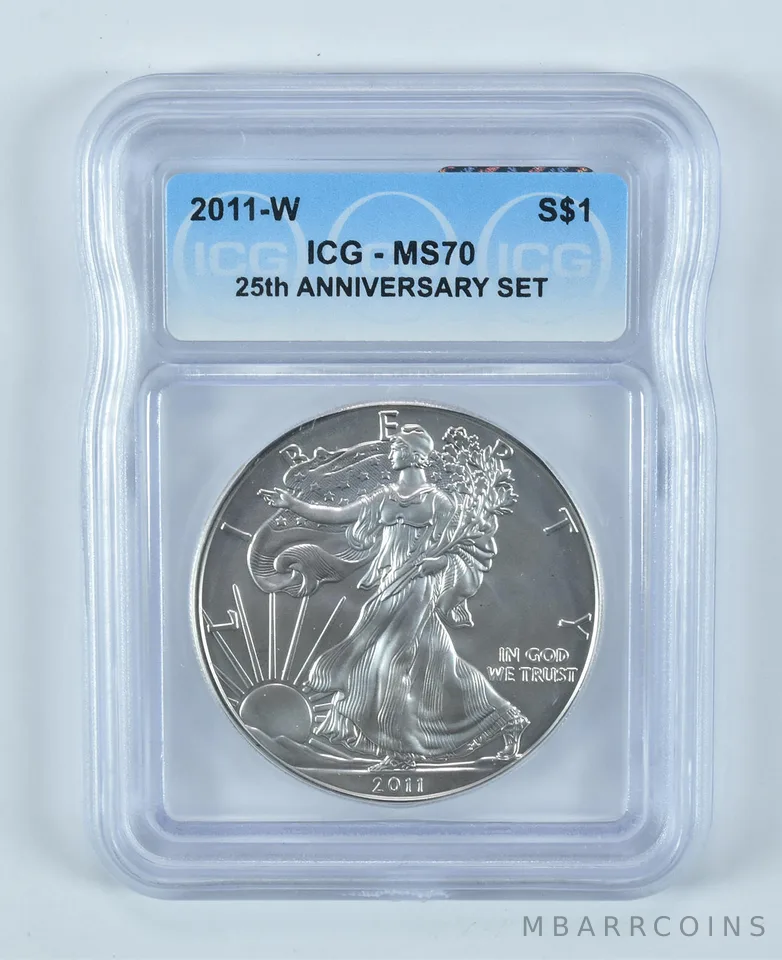 2011-W Burnished Silver Eagle 25th Anniversary Set MS70 ICG