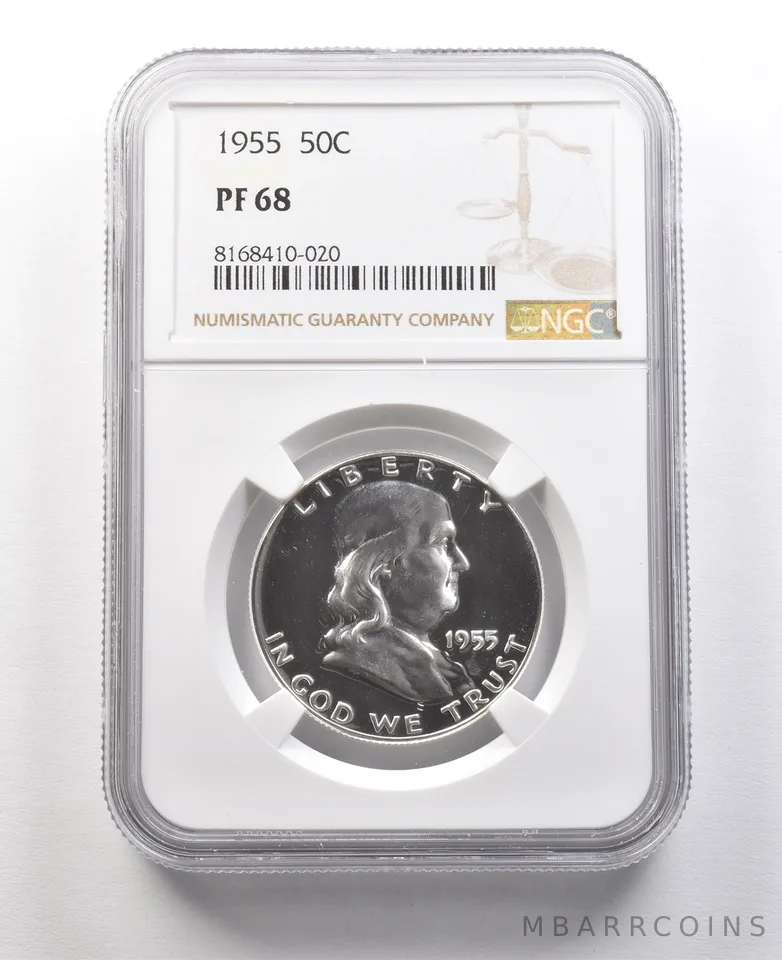 1955 Franklin Half Dollar PF68 NGC Great Contrast *8955