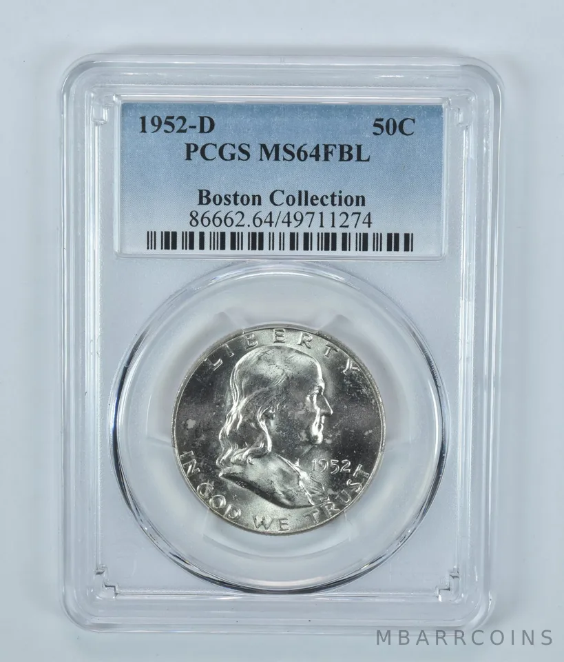 1952-D Franklin Half Dollar Boston Collection MS64 FBL PCGS