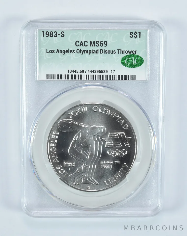 1983-S Olympic Discus Commemorative Silver Dollar MS69 CAC CACg