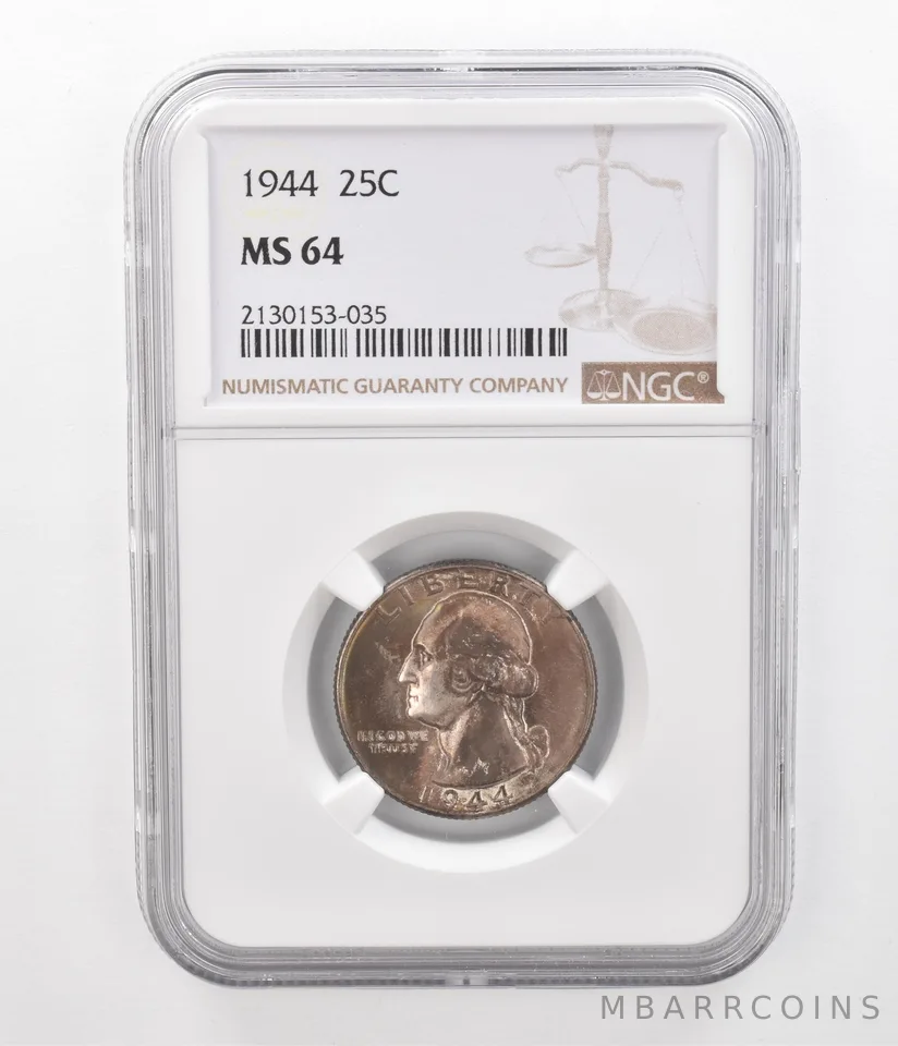1944 Washington Quarter MS64 NGC Beautiful Tone *2354