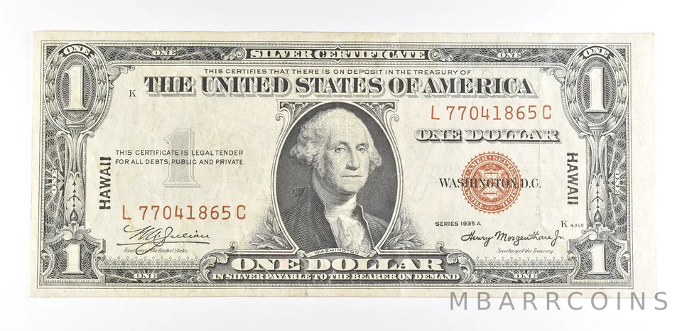 1935 A $1 Silver Certificate Hawaii Fr#2300 Nice AU Occupation WWII Note *9308