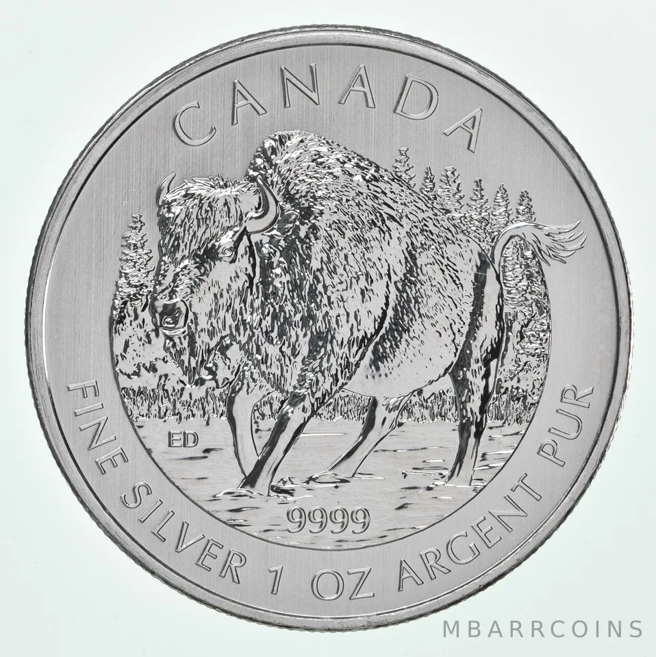 2013 Canada 5 Dollars Silver Bison 1 Oz Silver