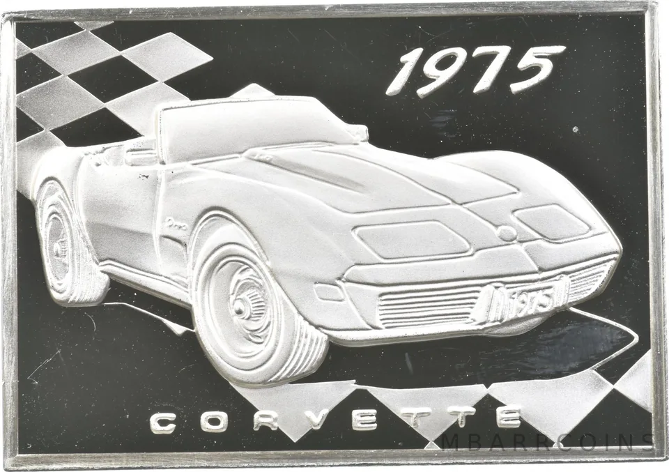 1975 Corvette Silver Art Bar 36.7 Grams a8649