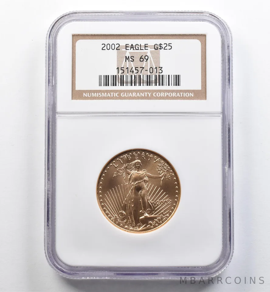 2002 $25 American Gold Eagle 1/2 Oz Gold MS69 NGC *9070