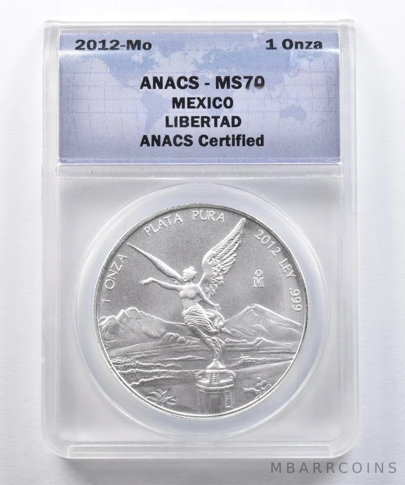 2012-Mo Mexico 1 Onza Silver Libertad MS70 ANACS *2595