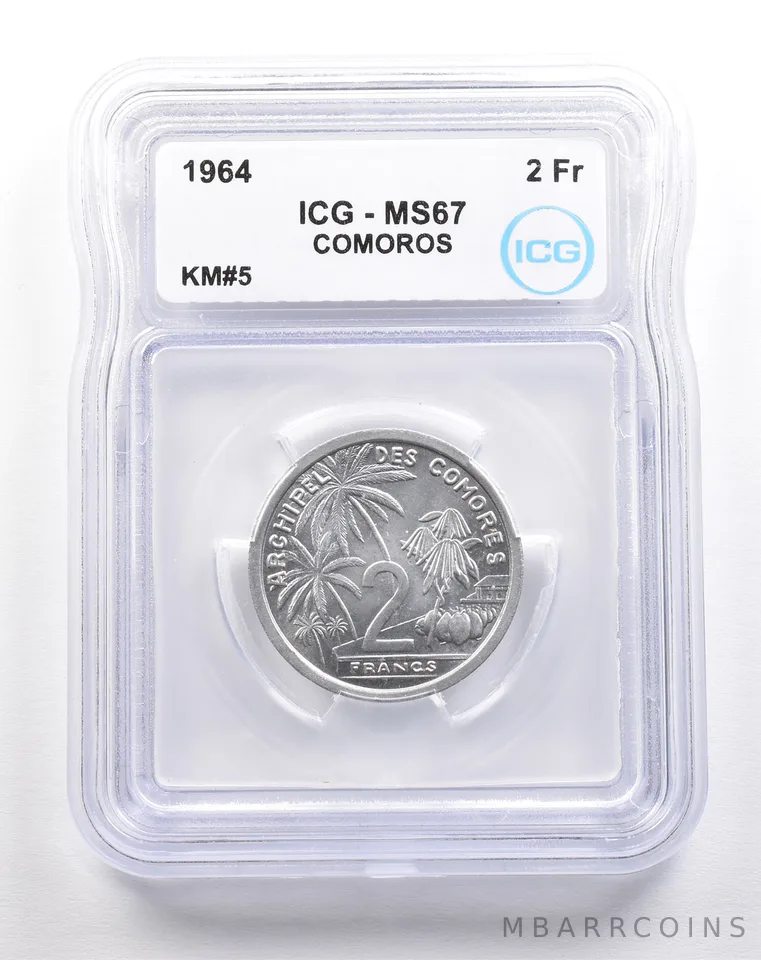 1964 Comoros 2 Francs KM#5 MS67 ICG *5511