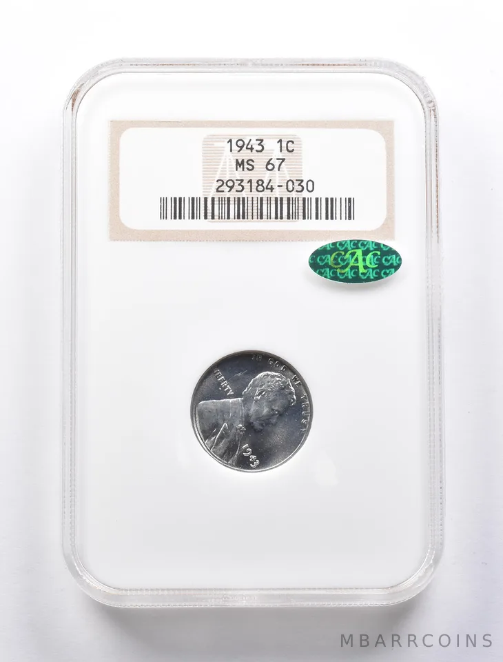 MS67 1943 Lincoln Wheat Cent CAC NGC Old Holder *1290
