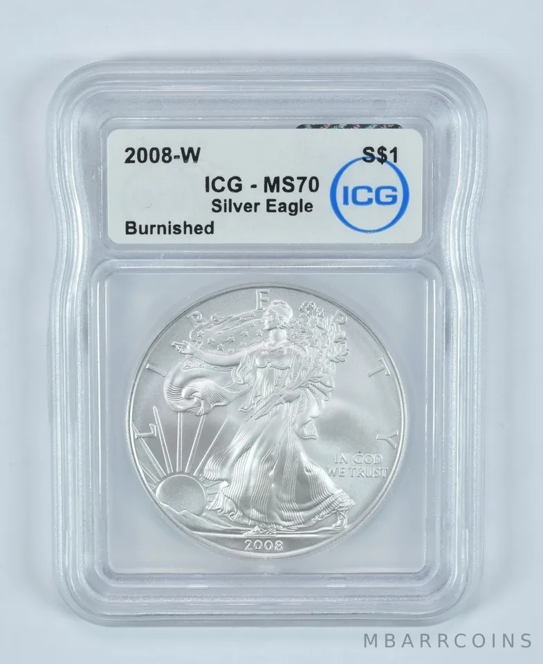 2008-W Burnished Silver Eagle MS70 ICG