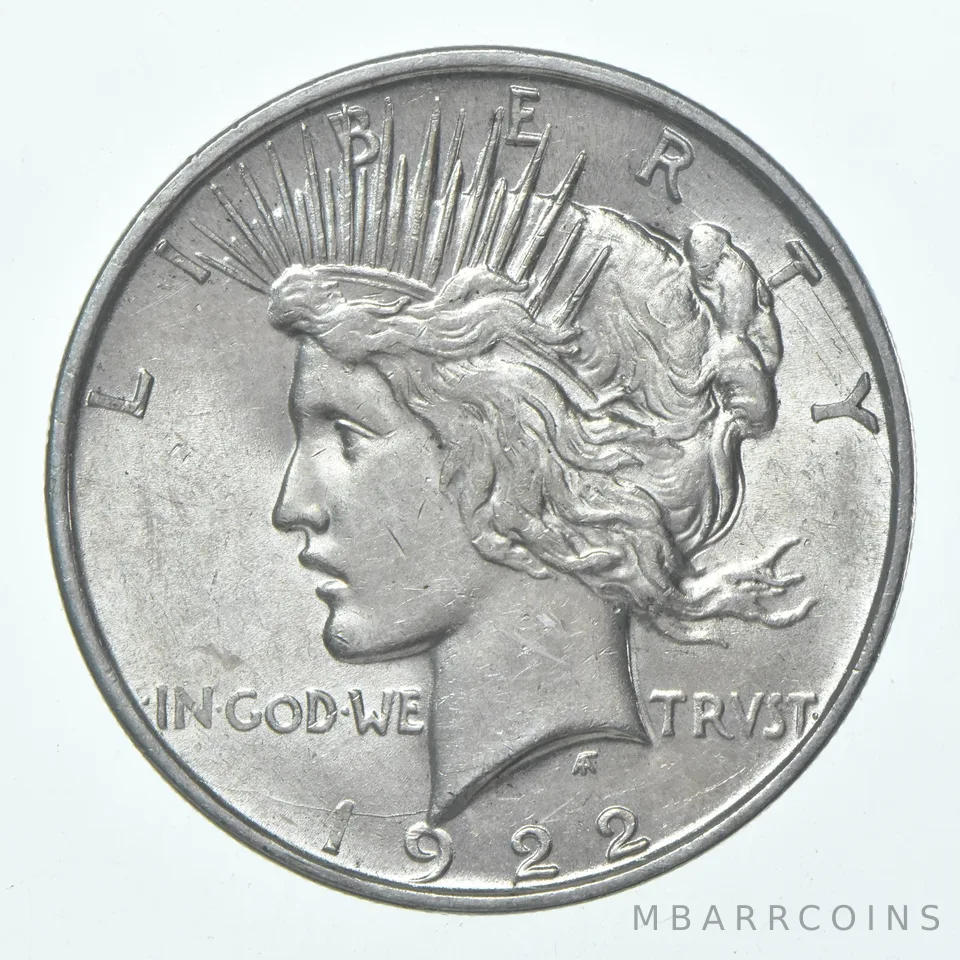 (1) 1922-D Choice AU Peace Silver Dollar 90% - CH AU Almost Unc - Denver
