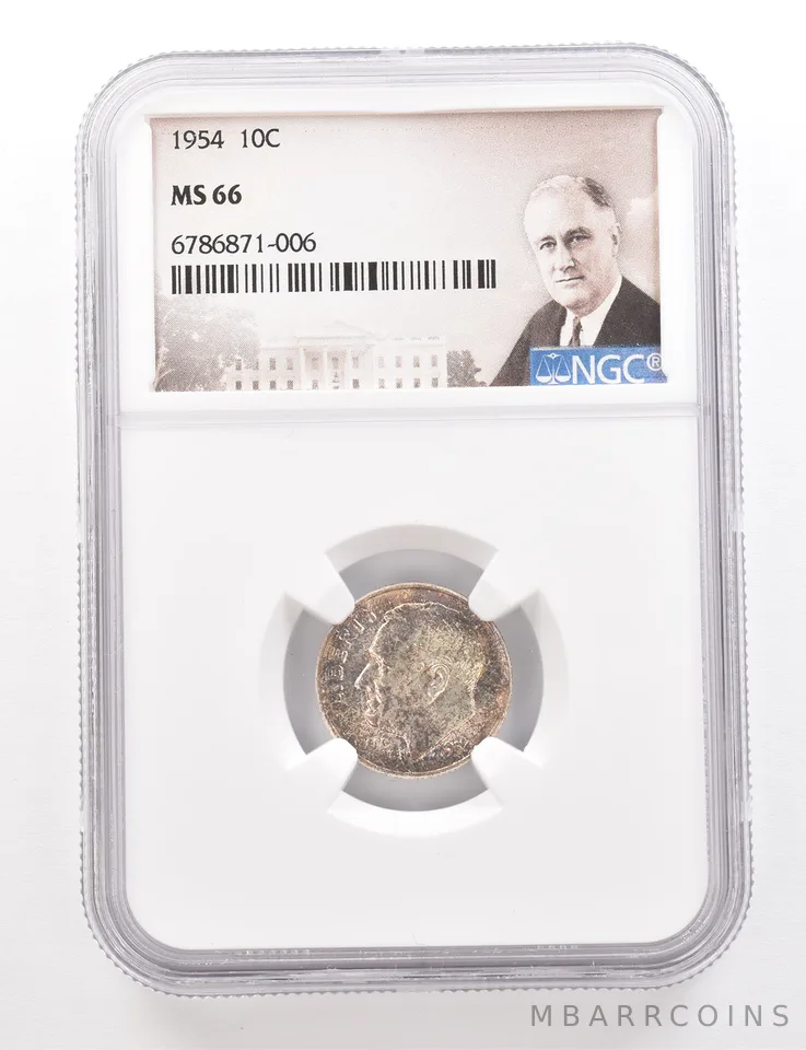 1954 Roosevelt Dime MS66 NGC Beautiful Tone *3370