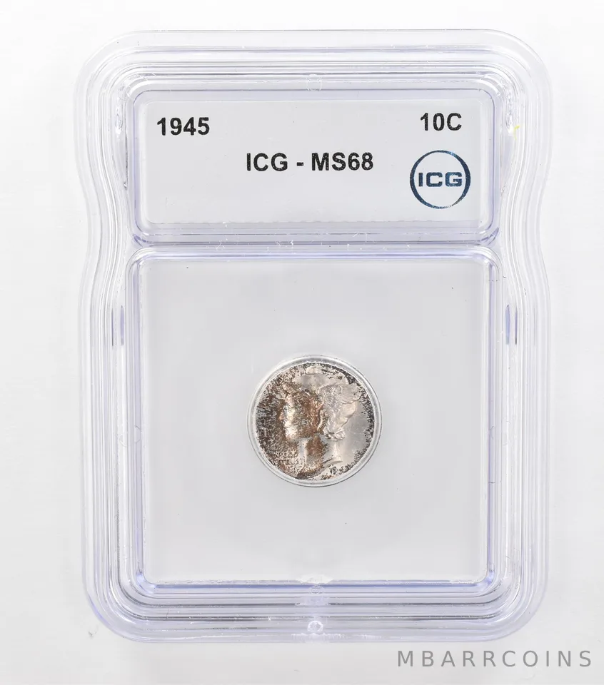1945 Mercury Dime MS68 ICG Beautiful Tone *3672