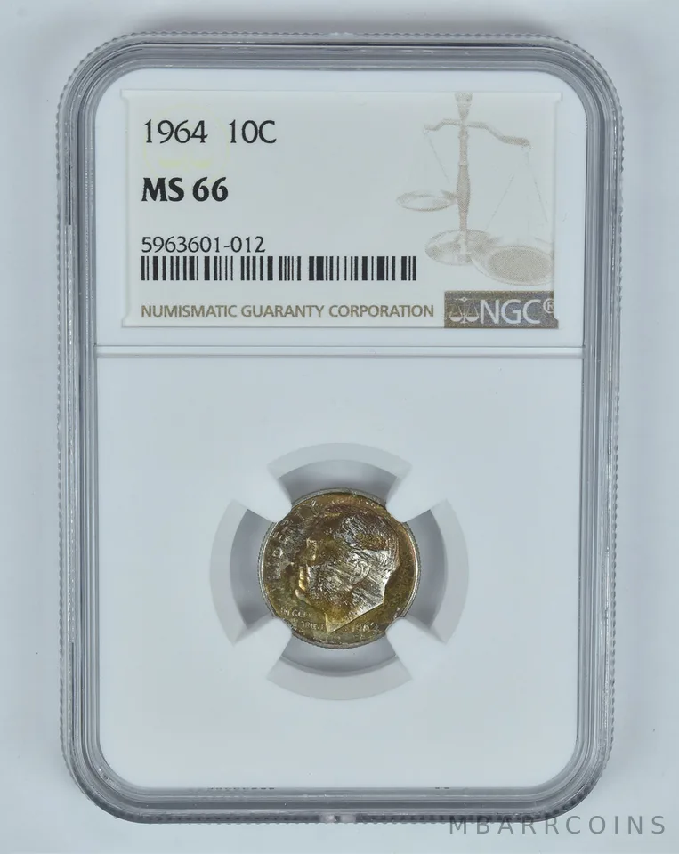 MS66 1964 Roosevelt Dime - Graded NGC Toned! *9002