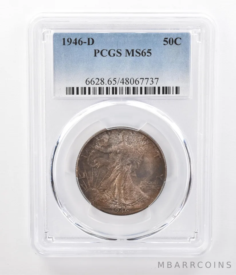 1946-D Walking Liberty Half Dollar MS65 PCGS Beautifully Toned a9201