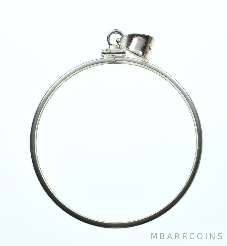 Sterling Silver 39 MM 1 Oz Crown Mint Coin Bezel Pendant Frame Edge *2137